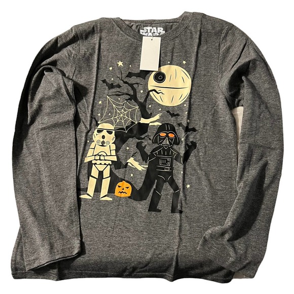 Star Wars Halloween Gray Medium Long Sleeve Darth Vader Storm Trooper Shirt “NEW - Picture 1 of 6